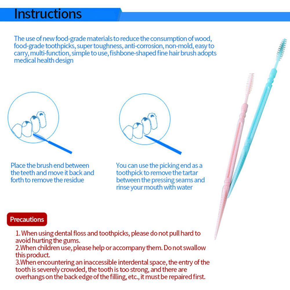 Soft PP Food Residue Double-head Interdental Brush Oral Care Toothpick Brush Dental Floss Pick
