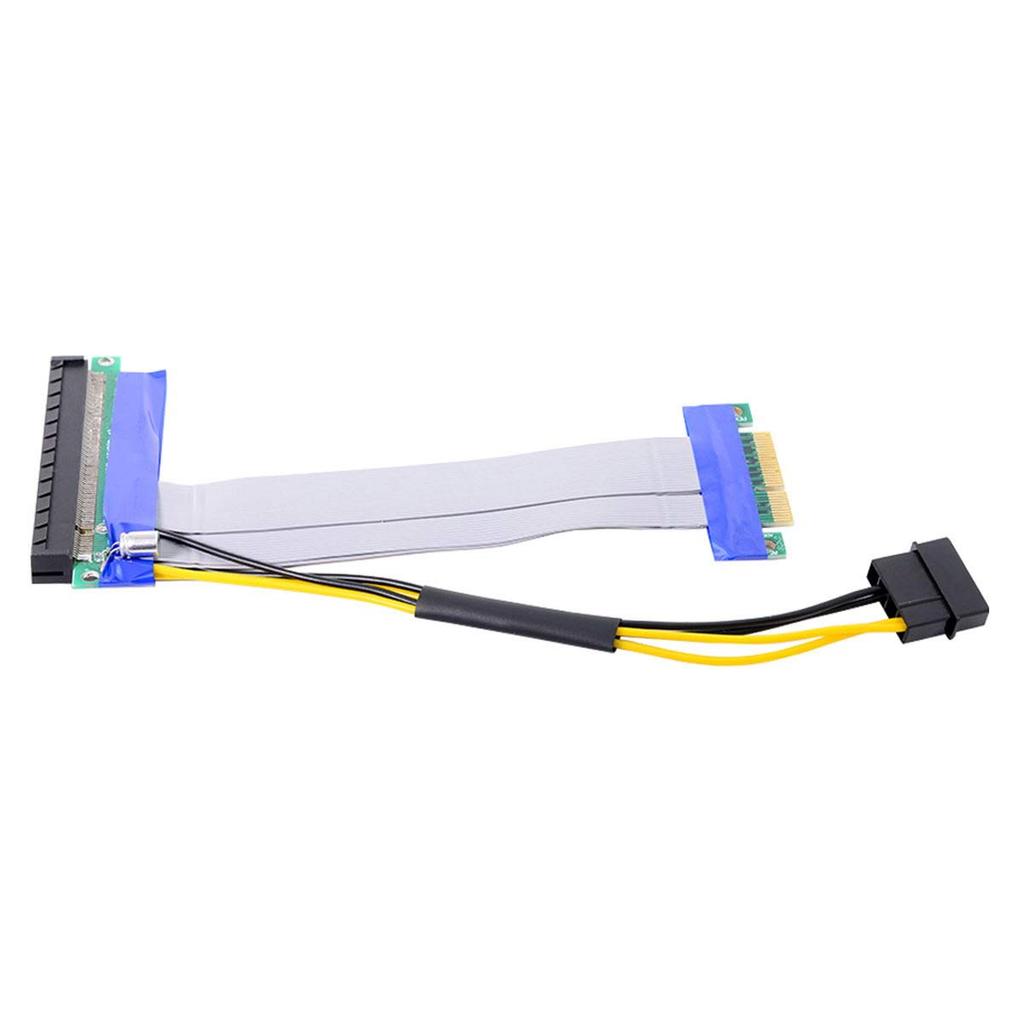 Cablecc PCI-E Express 4x to 16x Flex Cable Extender Converter Riser Card Adapter with 4pin Power 15cm