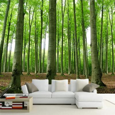 Papel tapiz 3D Mural fotográfico de árbol de bosque verde moderno Mural de pared de fondo de sala de estar TV sofá restaurante