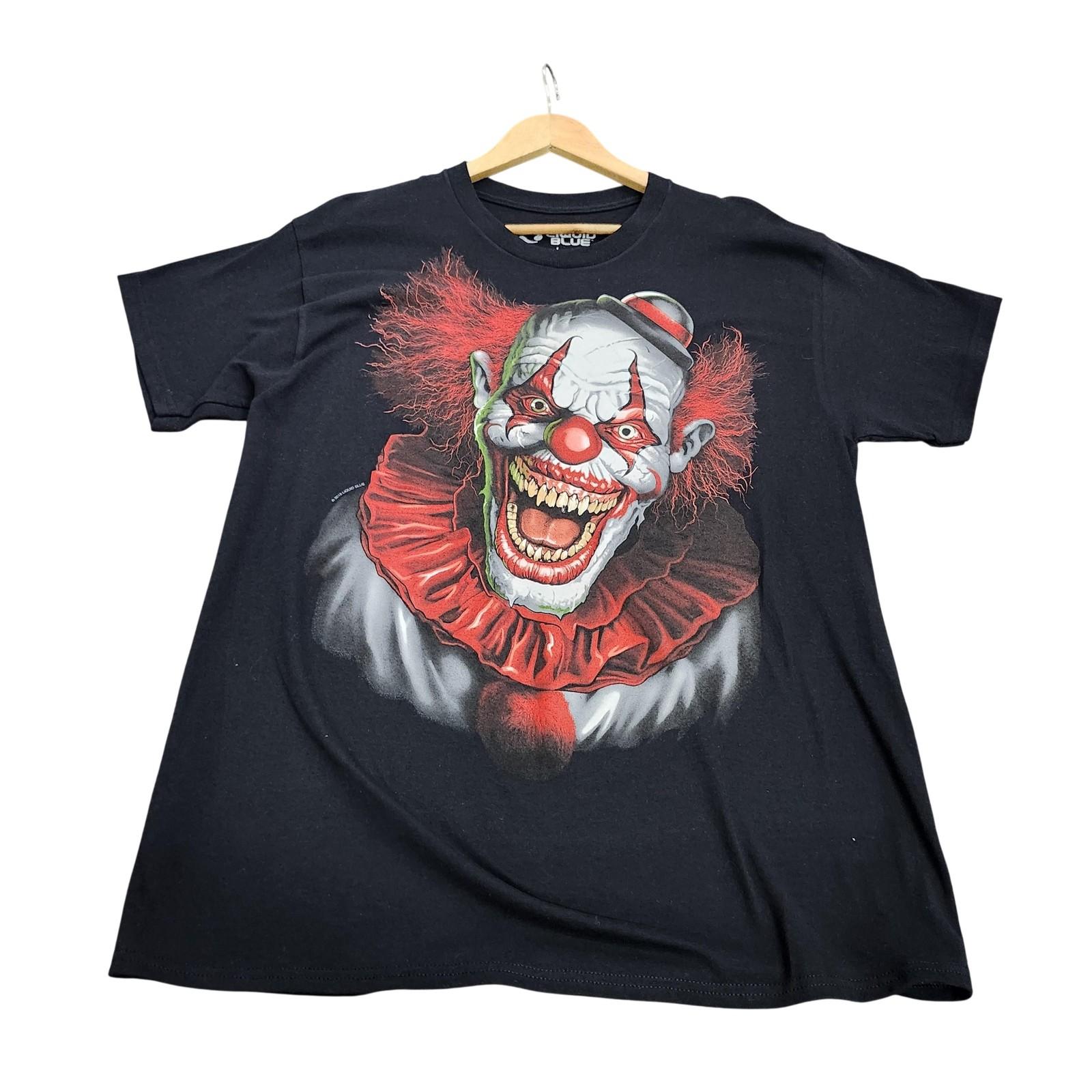 Liquid Blue Shirt Mens Large Black Evil Clown Graphic Tee Horror Halloween Unisex T-Shirt S