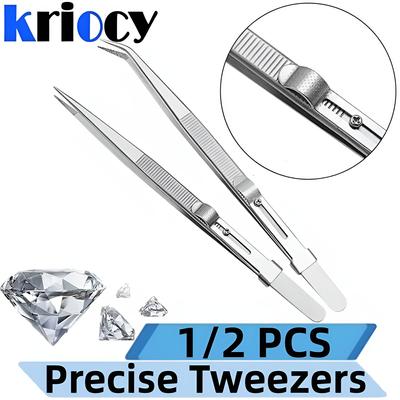 Stainless Steel Tweezers Adjustable Slide Lock Antistatic Tweezers Jewelry Making Tool for Electronic Component Repair Tools