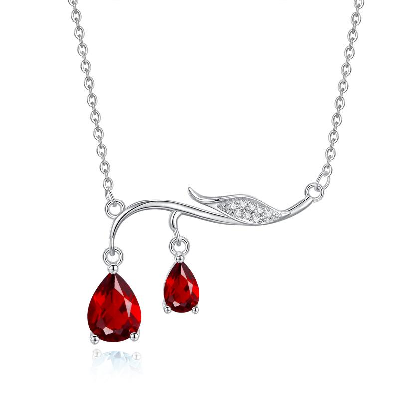 

Natural colored treasure spar branch pendant s925 sterling silver non-fading necklace female design clavicle chain 925 silver