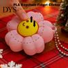 Anxiety Relief Gadget Smiling Flower Keychain Fidget Toy, Floral Clicker Sensory Toy for Stress Relief, Hanging Bag Charm with Ball Chain Key