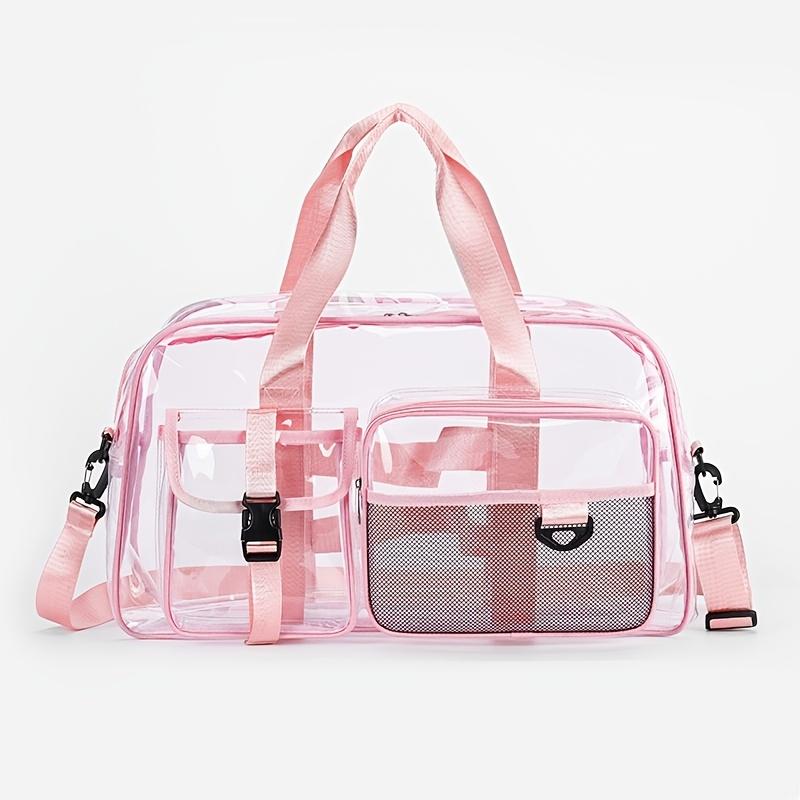 Large Transparent Pvc Travel Gym Bag Large Capacity Waterproof Portable Handbag For Outdoor Beach Sports Daily Storage Carry Use