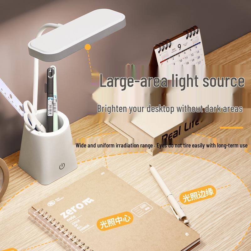 LED Desk Lamp with Pen Holder - Ideal for Reading, Studying, Dorms, and Bedside - Creative Gift Idea