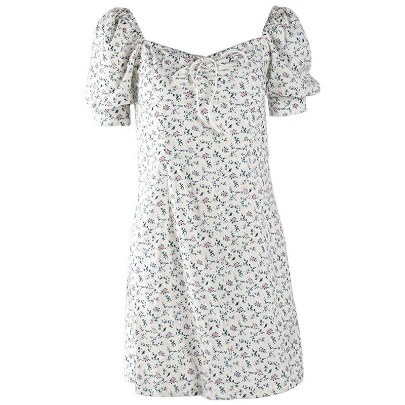 

Шифоновое платье с пышными рукавами, квадратным вырезом, приталенное, с цветочным принтом Picture Color S