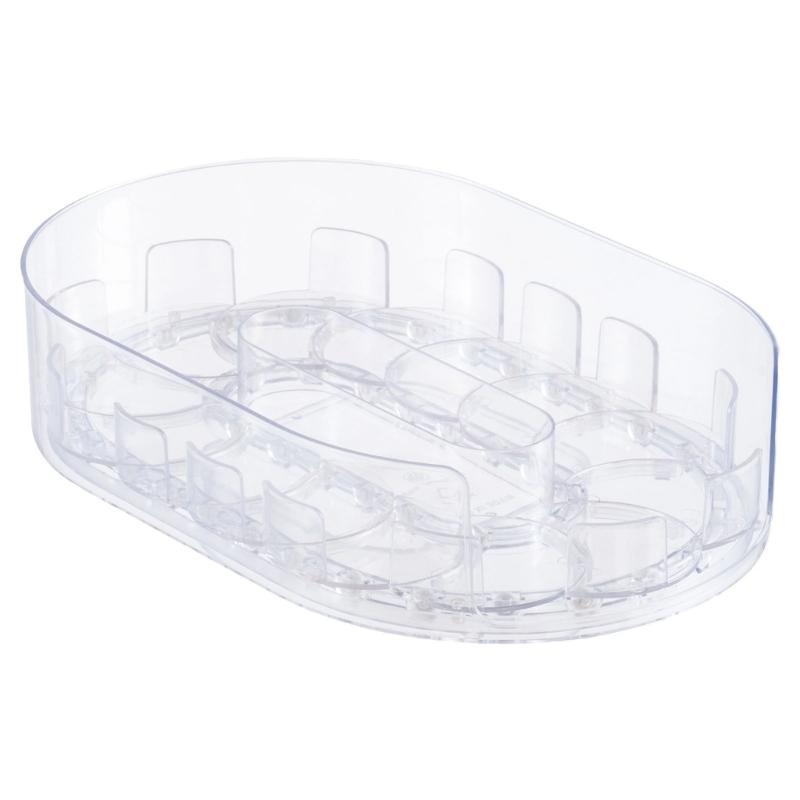 

360 Rotating Refrigerator Organizers Clear PET Kitchen Storage Box Adjustable Dividers Base Portable Designs чистый