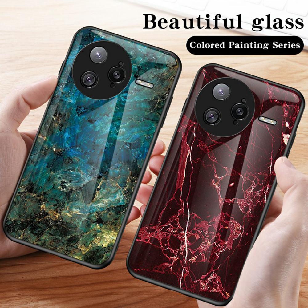 For Xiaomi Poco F7 Ultra 5G/Redmi K80 Pro 5G Case Marble Pattern Tempered Glass+PC+TPU Protective Phone Cover