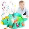 Dinosaur Crawling Toy with Music and Lights, Triceratops Baby Toy for 1-3 Year Olds, Sensory Gift for 6-12 Months Boys Girls, Birthday Present