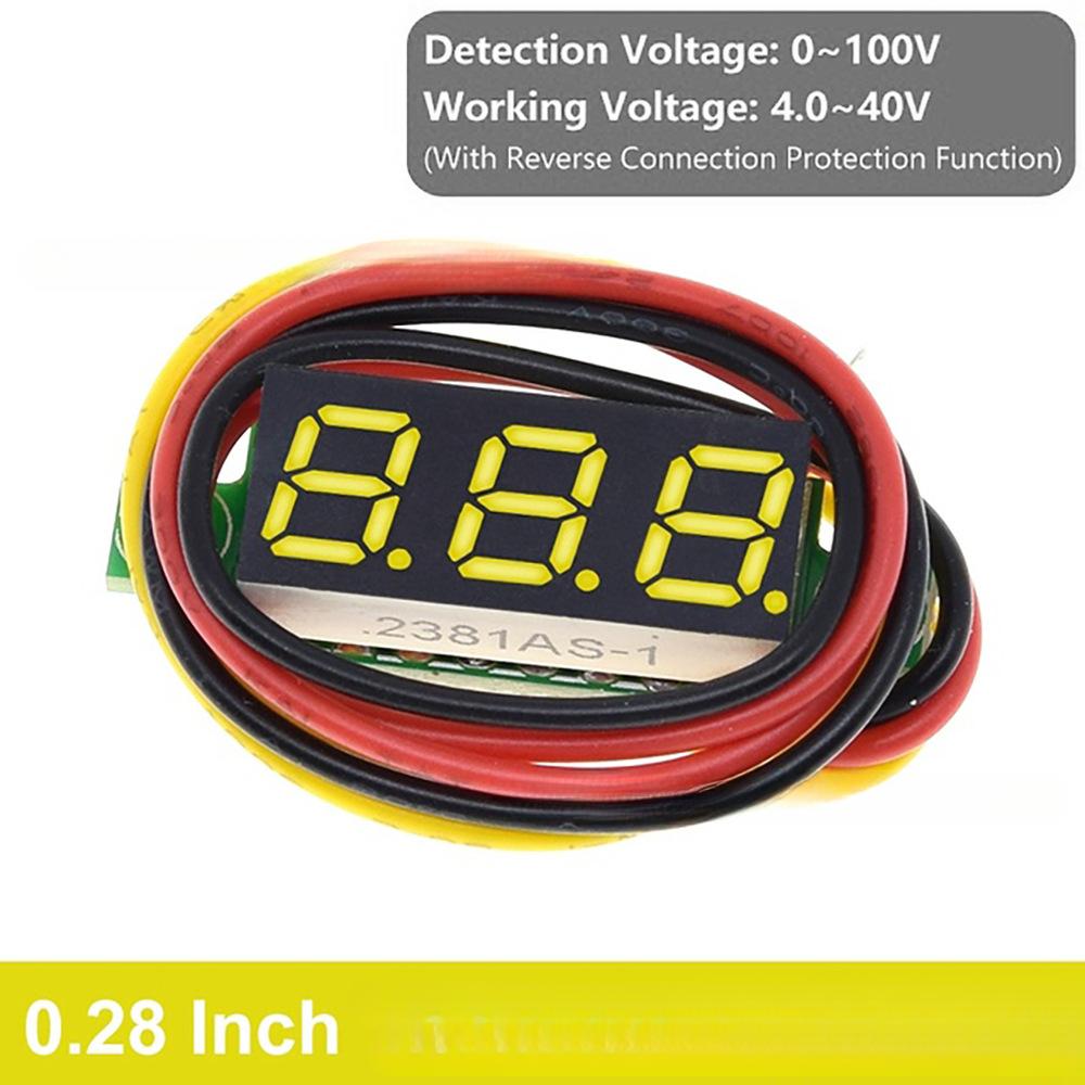 0.28 Inch 3-wire Digital DC Voltage Meter Head, Digital Display, Adjustable, Three-wire DC0-100V Battery Voltmeter