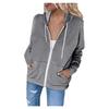 Women S Solid Color Long Sleeve Hooded Zip Up Sweatshirt With Pockets Drawstring