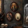 Small Halloween Scene Props Magnetic Fridge Magnet, Ghost Witch Photo Frame, Wooden Metal Cabinet Seasonal Ornaments Frame Decoration, Vintage