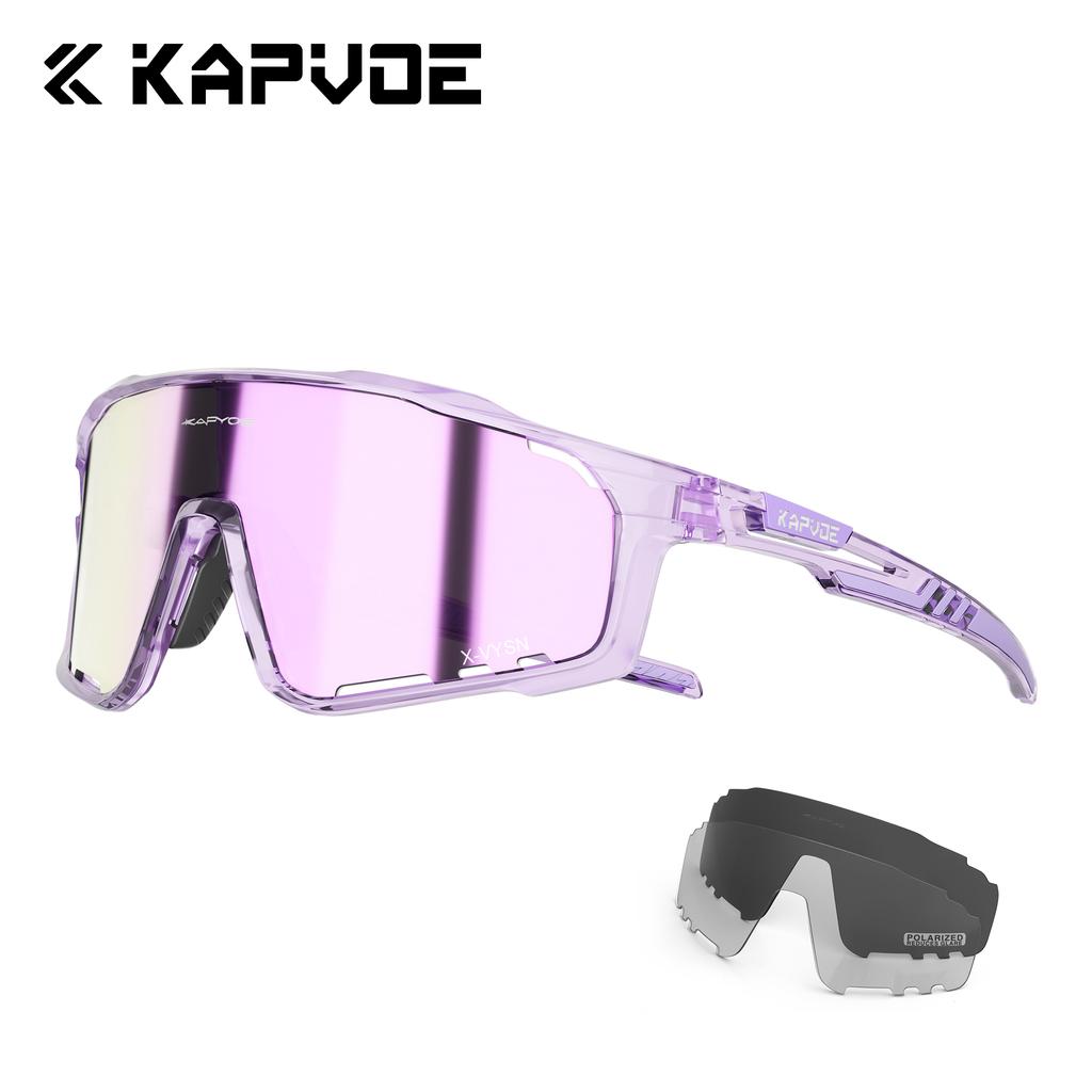 Kapvoe 3lens Cycling Glasses for Men MTB Sunglasses Mountain Bike Bicycle Eyewear Women Sports Goggles Road Speed Skating