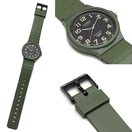 CASIO MQ-24UC Damen Standard Analoguhr Damen Arbeits-Armbanduhr Dünn Leicht Erdton Schlank Leicht Business (Olive)