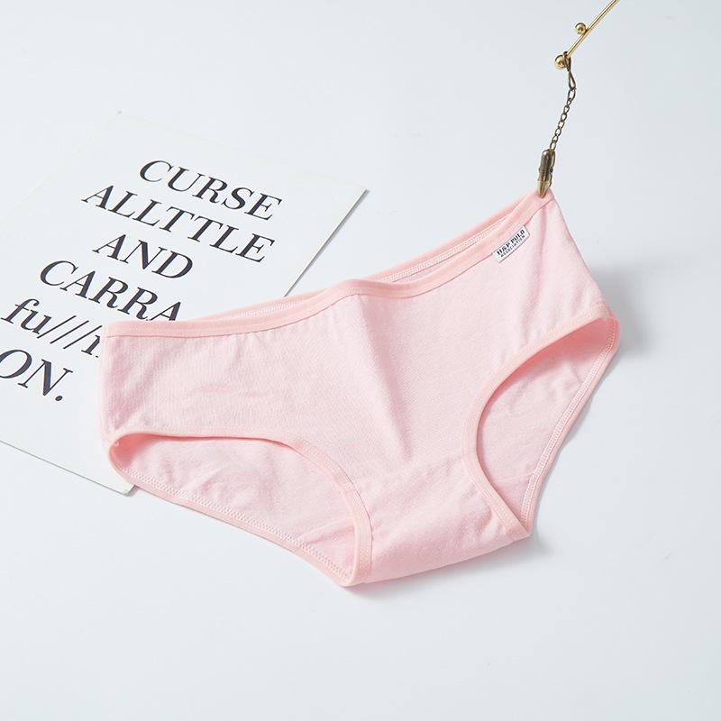 A001 Women's Mid-Waist Pure Cotton Solid Color Briefs