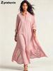 New Summer Striped Loose Long Sleeve Button Shirt Dress