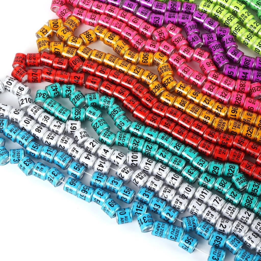 2025/2026 Multicolor Pigeon Foot Ring with Word Foot Ring High Quality Durable Bird Ring Bird Marking Ring Bird Supplies 50Pcs