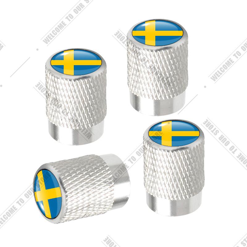 Auto CNC Aluminium R Design Schweden Flagge Emblem Für Volvo XC40 V90 S60 S80 S90 XC60 XC90 4 Stück Reifenventil Luftanschluss Ventilschaft Abdeckkappen