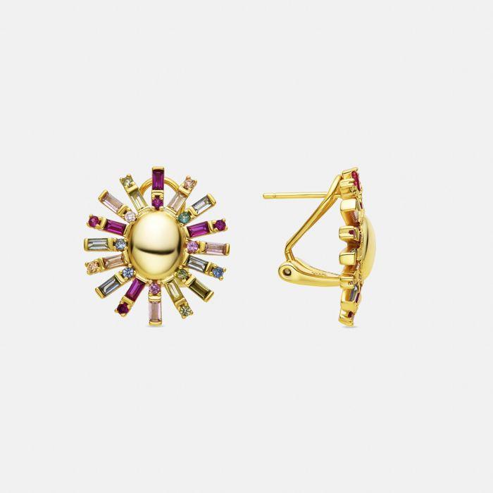 Boucles d'oreilles Luxenter en argent 925 et zircon multicolore finition or 18k - Otyx