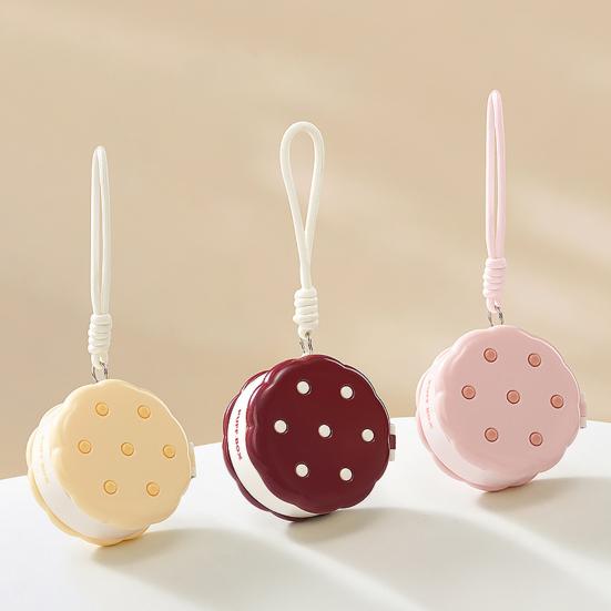 Round Powder Puff Box Double-Tier Wet And Dry Separation Makeup Puff Case Portable Makeup Sponge Organizer with Lanyard for Women Girls Travel Storage