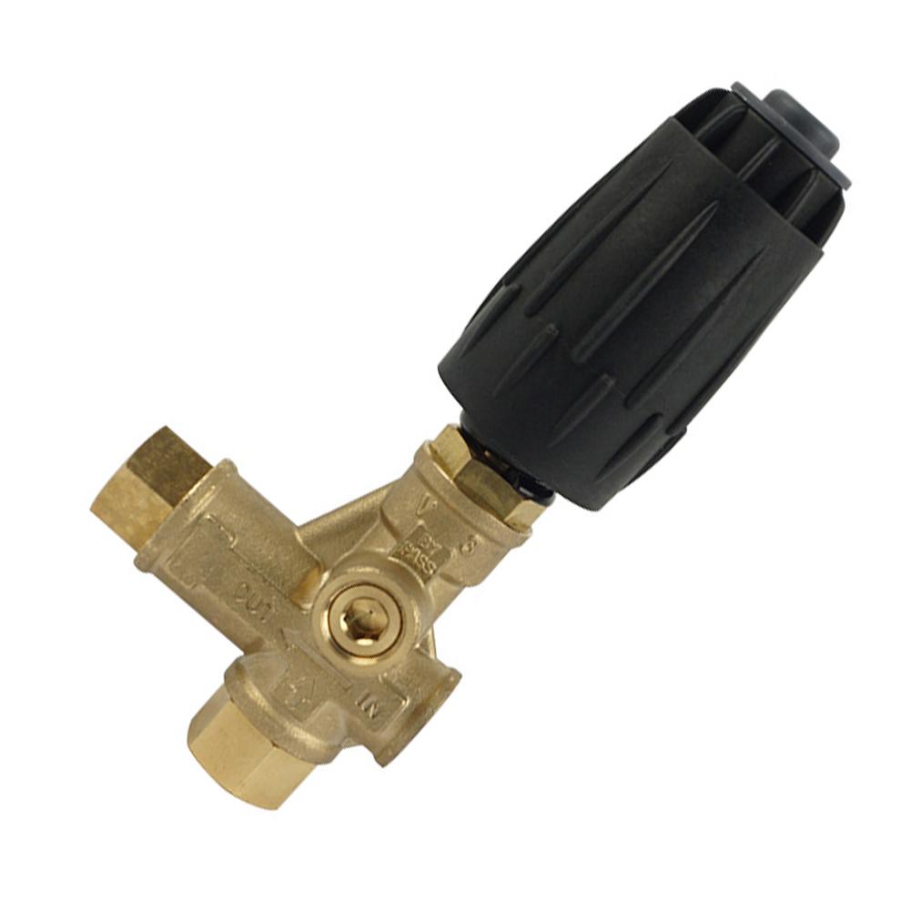VRT3-310 Unloader, Black Spring, 4500 PSI, 10.5 GPM, Adjustment Knob, Brass High Pressure Cleaning Machine Parts