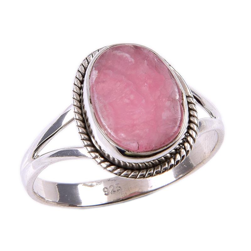 Naturlig Rodokrosit Ädelsten 925 Massivt Sterlingsilver Smycke Ring S.10 f8h37