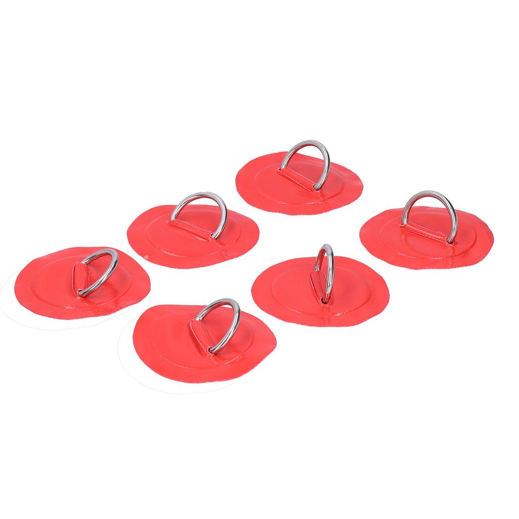 6pcs Inflatable Boat Kayak DRing Pad Patch Marine Fixed Buckle with Elastic Bungee Cord(Red )