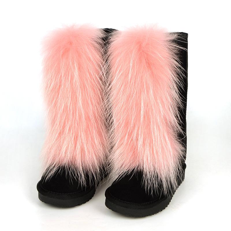 2025 Mao Mao boots children winter thick-soled high-heeled warm-fitting medium tube snow boots boots wear high-top fox hair