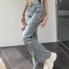 Women's High-Waist Strappy Flared Jeans - Autumn New Slim Fit with Elastic Split