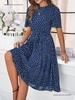 European & American Women's Polka Dot Casual Lace-up Long Dress - Spring & Summer Collection