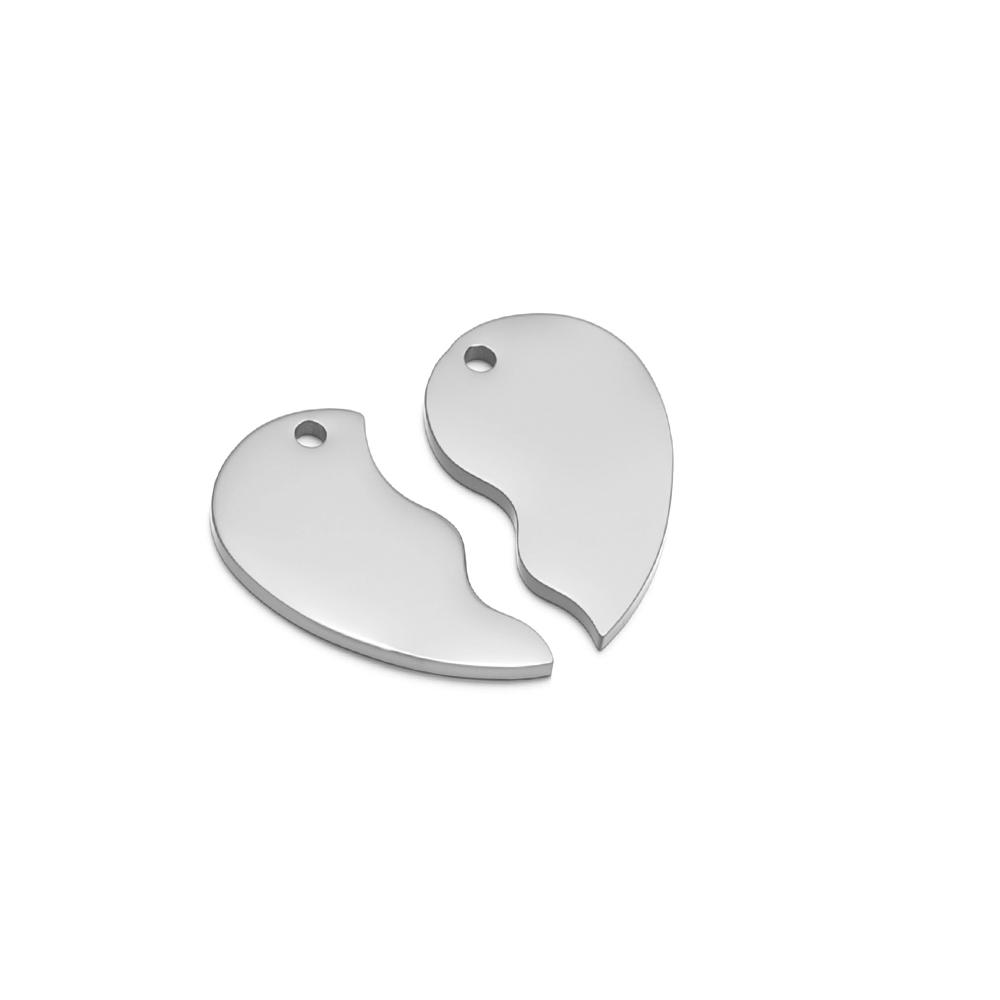2Pcs/Set Stainless Steel Broken Heart Charms DIY Jewelry Earrings Making Fashion Couple Necklace Pendant Bracelet Lover Findings
