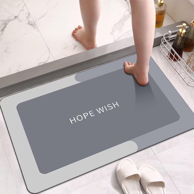 Toilet Floor Mat, Diatom Mud Absorbent Mat, Special Non-slip Foot Mat for Bathroom Door, Household Toilet, Bathroom Carpet