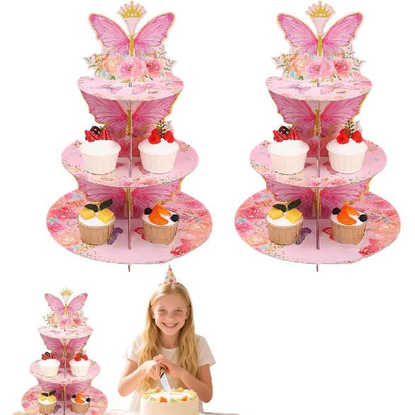 3 Tier Butterfly Cupcake Stand,Suitable for Butterfly Themes – Easy to Assemble& Reble(1Butterfly)