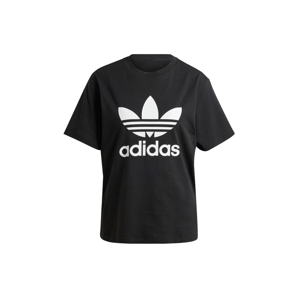 Adidas Originals Letter Logo Print Round Neck Short Sleeve Drop Shoulder T-Shirt Women Tops Black IR9533
