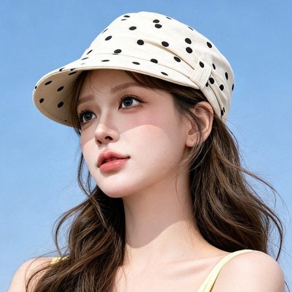 Sweet Polka Dot Forward Hat Bow Women's Hat Versatile Equestrian Hat Outdoor