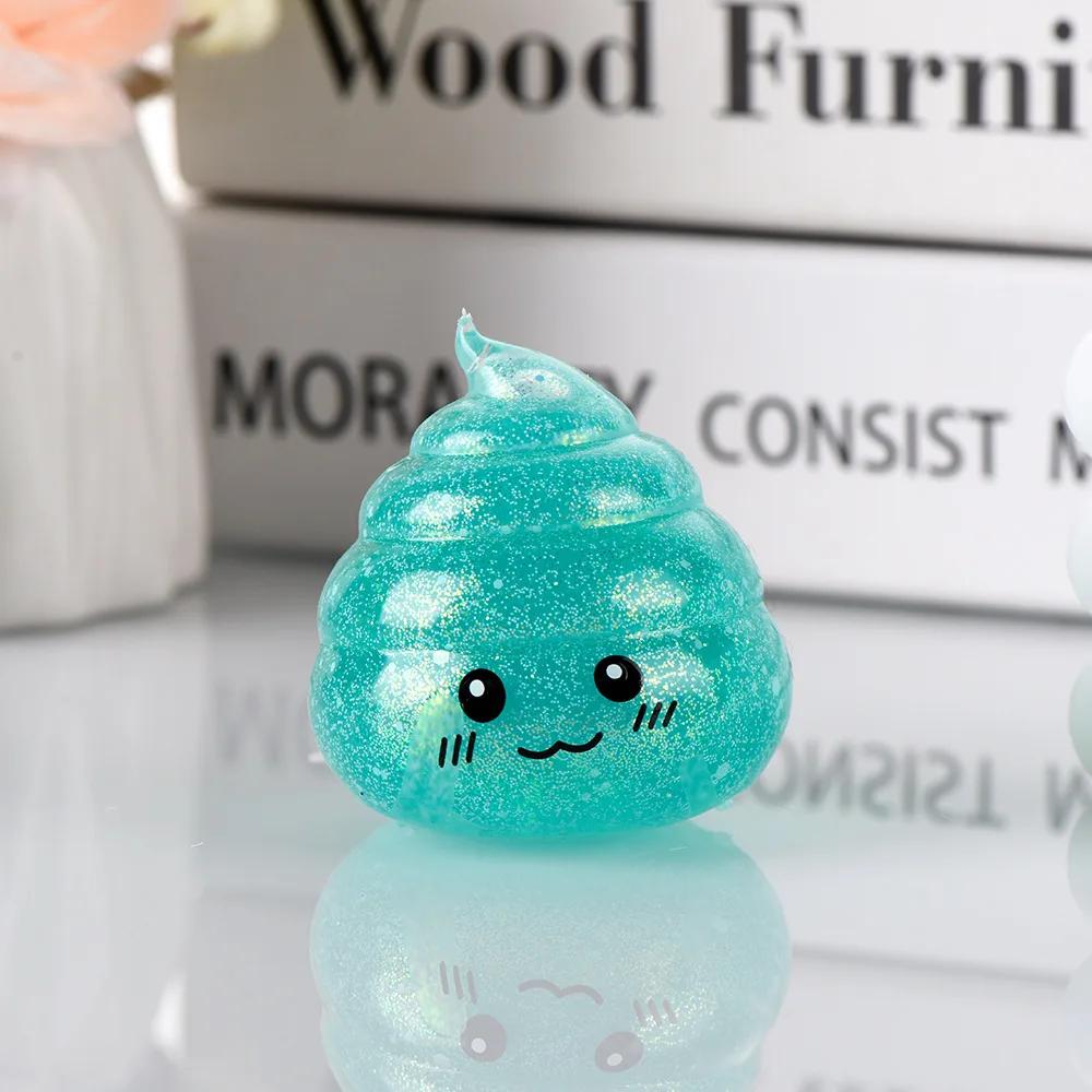 Novelty Squishy Poo Stress Ball Squishies Toy Glitter Funny Stretch Squeeze Fidget Toys For Adults Kids Fool'S Day Prank Gifts