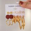 Fashionable Retro Geometric Hoop Earring Set for Women