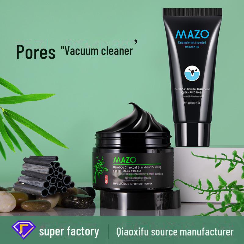Czarna maseczka oczyszczająca z węglem bambusowym do usuwania zaskórników dla mężczyzn i kobiet - Oczyszcza pory, nawilża i odżywia skórę.
