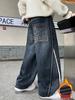 2025 Boys' Autumn/Winter One-Piece Thickened Velvet Jeans for Kids