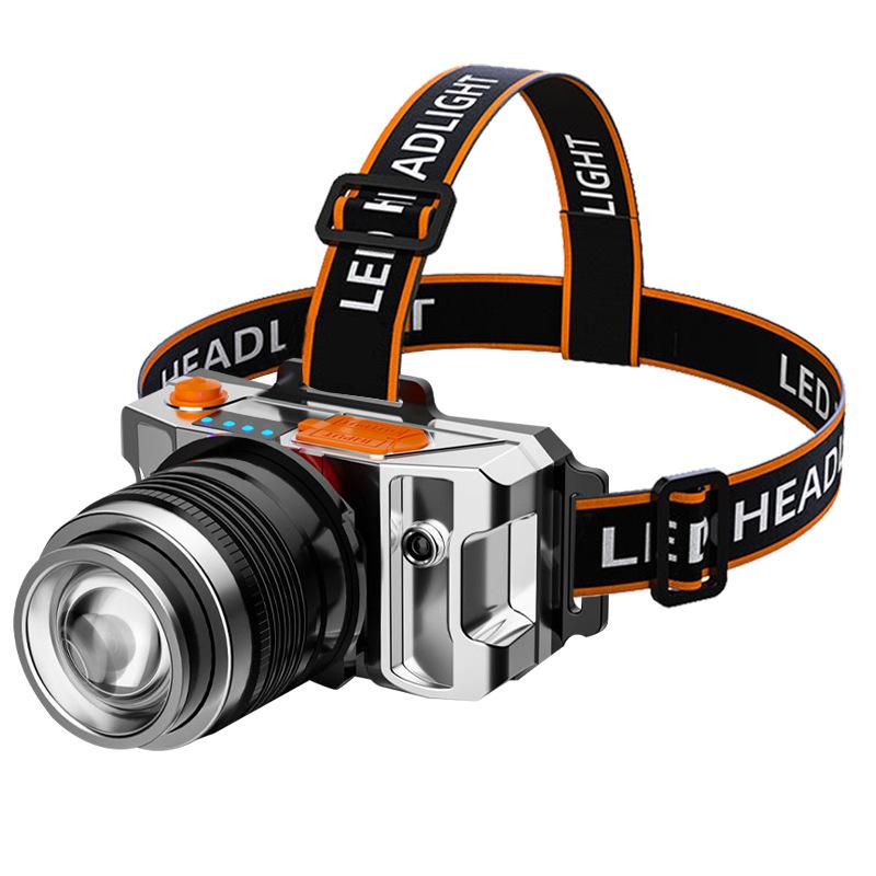 Multifunctional Head-worn Torch Outdoor Led Rechargeable Treasure Fishing Mining Lamp Zoom Strong Light Induction Headlamp