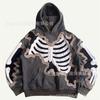 American Flame Skull Frame 3D Printed Hooded Sweatshirt, Vintage High Street Loose Trendy Brand Pullover Sweatshirt