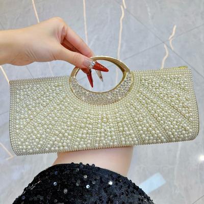 Borsa di Qualità, Pochette, Borsa da Sera Stile High-end, Borsa a Tracolla con Perle, Borsa da Mano
