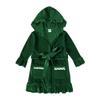 Unisex Kids Hooded Velvet Bathrobe - Solid Color, Long Sleeve, Spring & Autumn Style