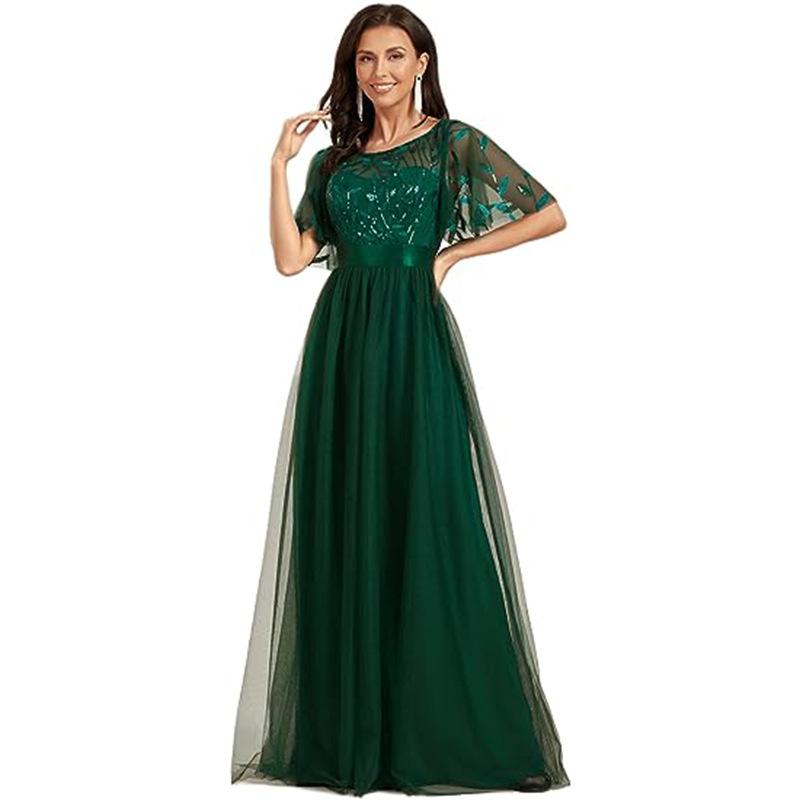 Dress new new dress long dress evening dress lace splicing dress women