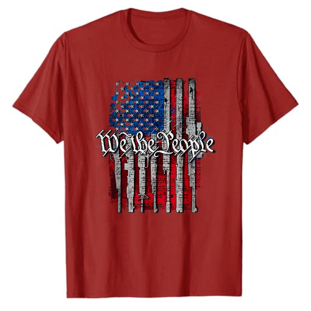 We The People Distressed Vertical American Flag Graphic Tshirt Patriotic Usa Casual Summer Veteran Unisex Gift Tee Cotton Tops