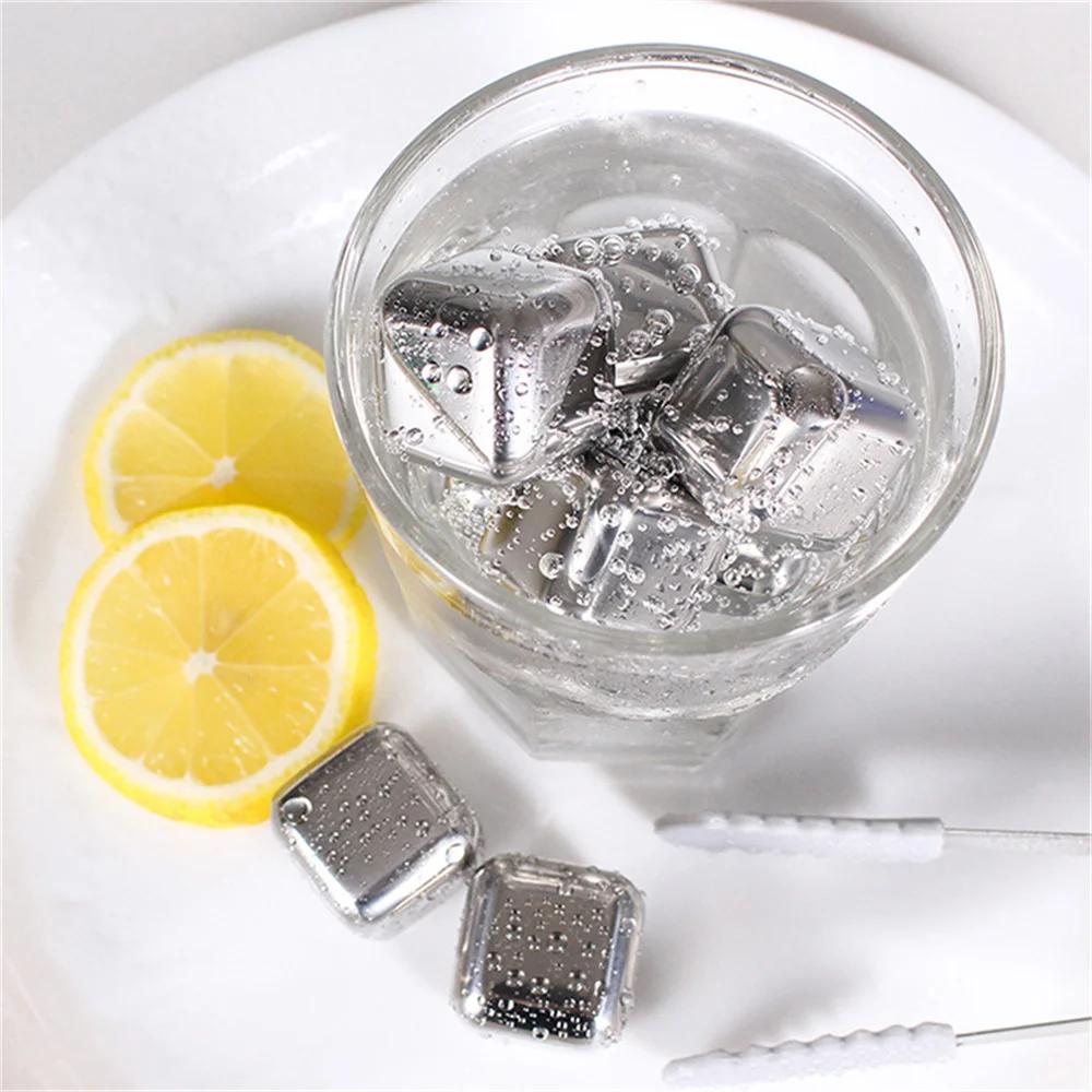 12/6/4/1/pcs Stainless Steel Ice Cubes Set Reusable Chilling Stones for Whiskey Wine Wine Cooling Cube Chilling Rock Party Bar Tool