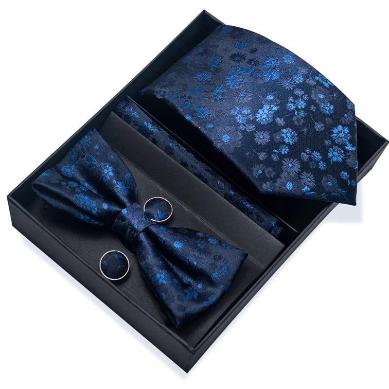 Set de 6 piezas, Corbata de Vestir de Negocios 8 cm Corbata para Hombre Set de Pajarita Caja de Regalo.