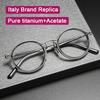 Italská značka Replika Designérské Ručně vyráběné Kulaté Acetátové Titanové Obroučky Pánské Korejské Luxusní Brýle Vintage Brýle