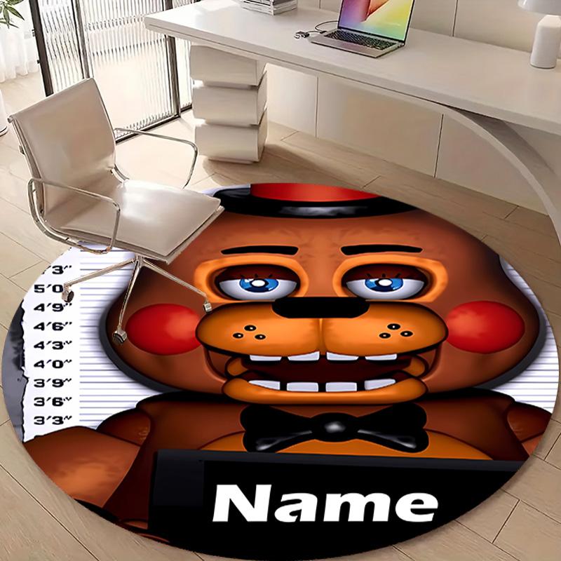 Personalized F-Freddy bear Round Chair Office Rug - Perfect for Mat, Office Chair & More - Ideal Gift for Birthdays and Holidays