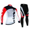 Mens Winter Cycling Jersey Bib Pants Set Breathable Warm Long Sleeve Thermal Kit Road Bike Riding